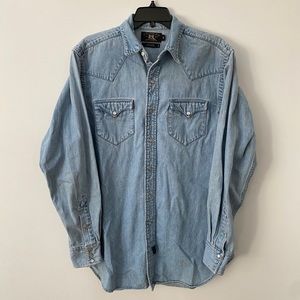 RRL SNAP BUTTON DENIM WESTERN SHIRT SIZE MEDIUM
